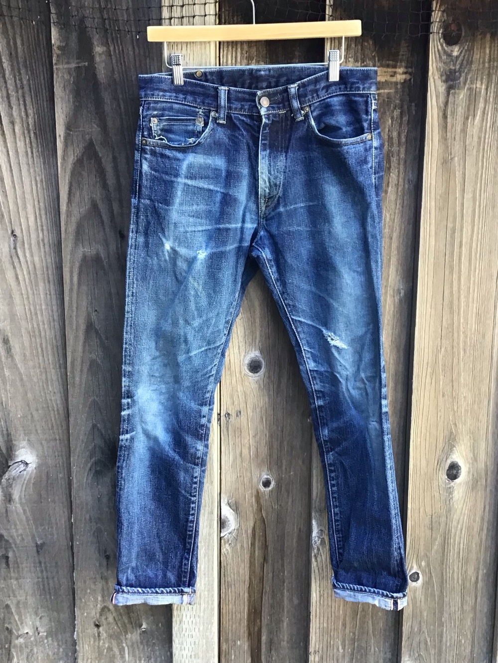 Momotaro Japanese Selvedge Denim Jeans Mens 31 (32x31) Distressed Indigo Japan
